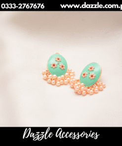 meenakari pearl drop mint studs