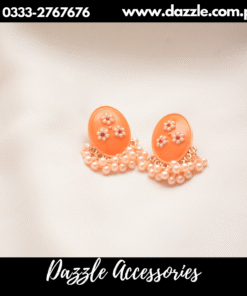 meenakari pearl drop orange studs