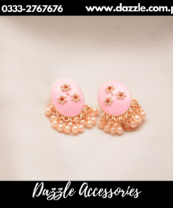 meenakari pearl drop pink studs