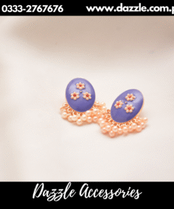 meenakari pearl drop voilet blue studs
