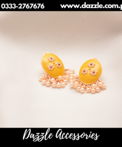 meenakari pearl drop yellow studs