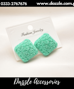 mint green square floral studs