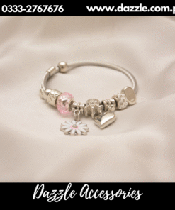 pink bead charm bracelet
