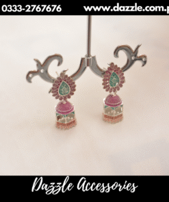 pink rajhistani jhumki