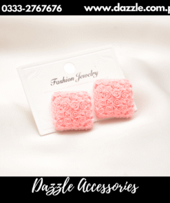 pink square floral studs