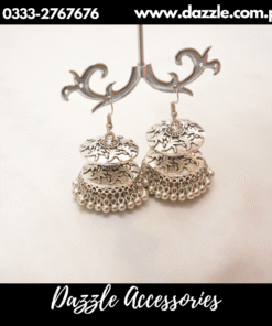 rajhistani silver jhmka earrings