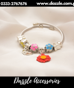 red flower charm bracelet