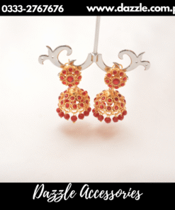 red zirconia carat jhumki