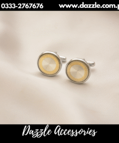 silver gold circle cufflinks