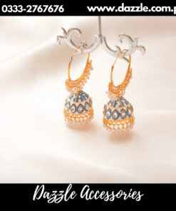 traditional meenakari blue baali jhumka