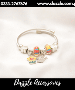 white flower charm bracelet