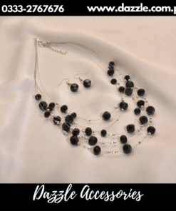 Black Casual Pendant with Earrings