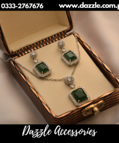 Emerald Green Pendant with earrings