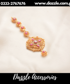 Gold plated ruby maang tikka