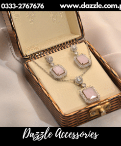 Pastel Pink Pendant with Earrings