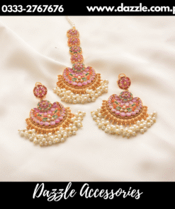 Pearl drop noratan tikka earrings set