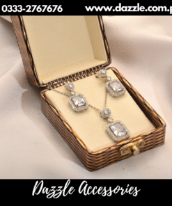 Silver Plated Zirconia Pendant with Earrings