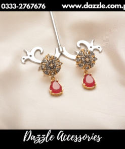 Zirconia Red Gem drop earrings