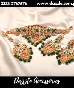 Bridal Kashi Emerald Green Choker with Earrings Bindiya