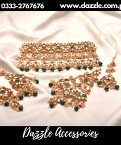 Emerald Green Choker with Earrings with Bindiya Jhumar