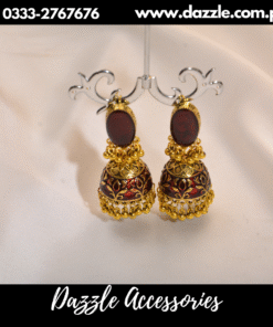 Ethnic Maroon Meena Jhumka Earrings