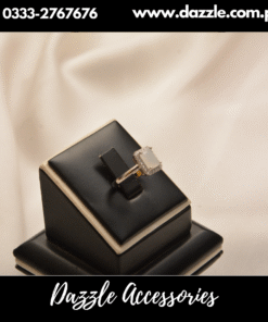 Radiant white zircon ring