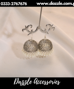 Silver Pearl Jhumka Earrings