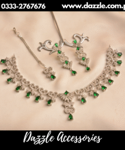 Silver emerald tulip set