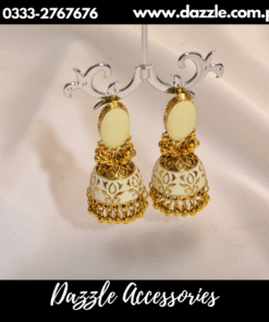 White Eastern Jhumki Earrings