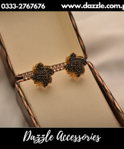 gold plated black diva studs