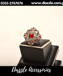 traditional red silver ring