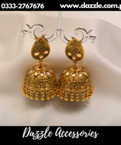 Heer Golden Jhumka earrings