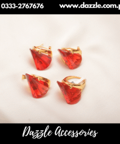 crystal red gem studs pendant set