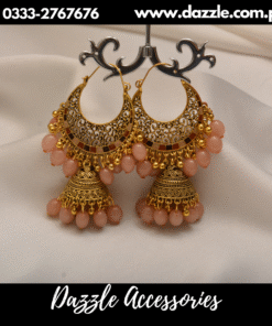 pink rajhastani jhumka