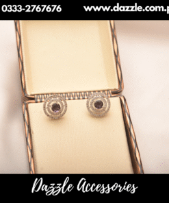 zirconia round blue studs