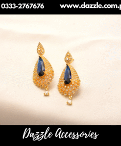 Goldish zirconia Blue Earrings