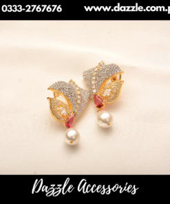 Opulent Ruby green pearl Studs