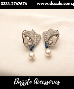 Opulent Silver Blue pearl Studs