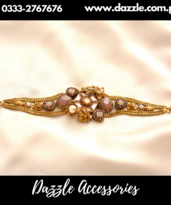 Artistic handcrafted mauve Gold Bracelet