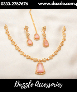 Delicate gem drop Gold Pink set
