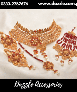 Glamorous Gold plated Maroon Bridal set