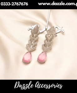 Luxurious Silver Pink Earrings