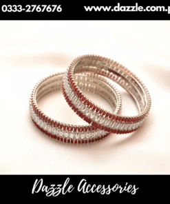 Sparkling Red silver Bangles