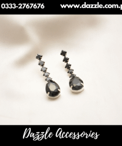 Diana long Black Earrings