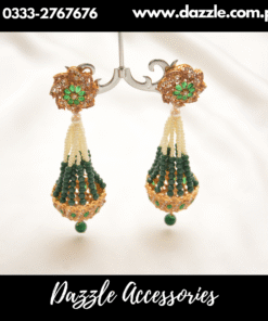 Green Ethnic Jhumka Earrings