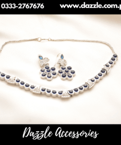 Gulabo Silver Blue kundan set