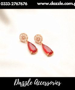 Red Zirconia Drop Earrings