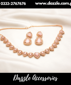 Trendy Pink Gold Necklace Set