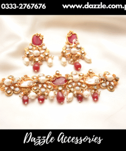 Gorgeous artistic maroon gold chokar set