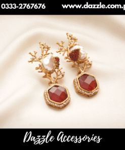 Abstract 3D mother Pearl Red Earrings